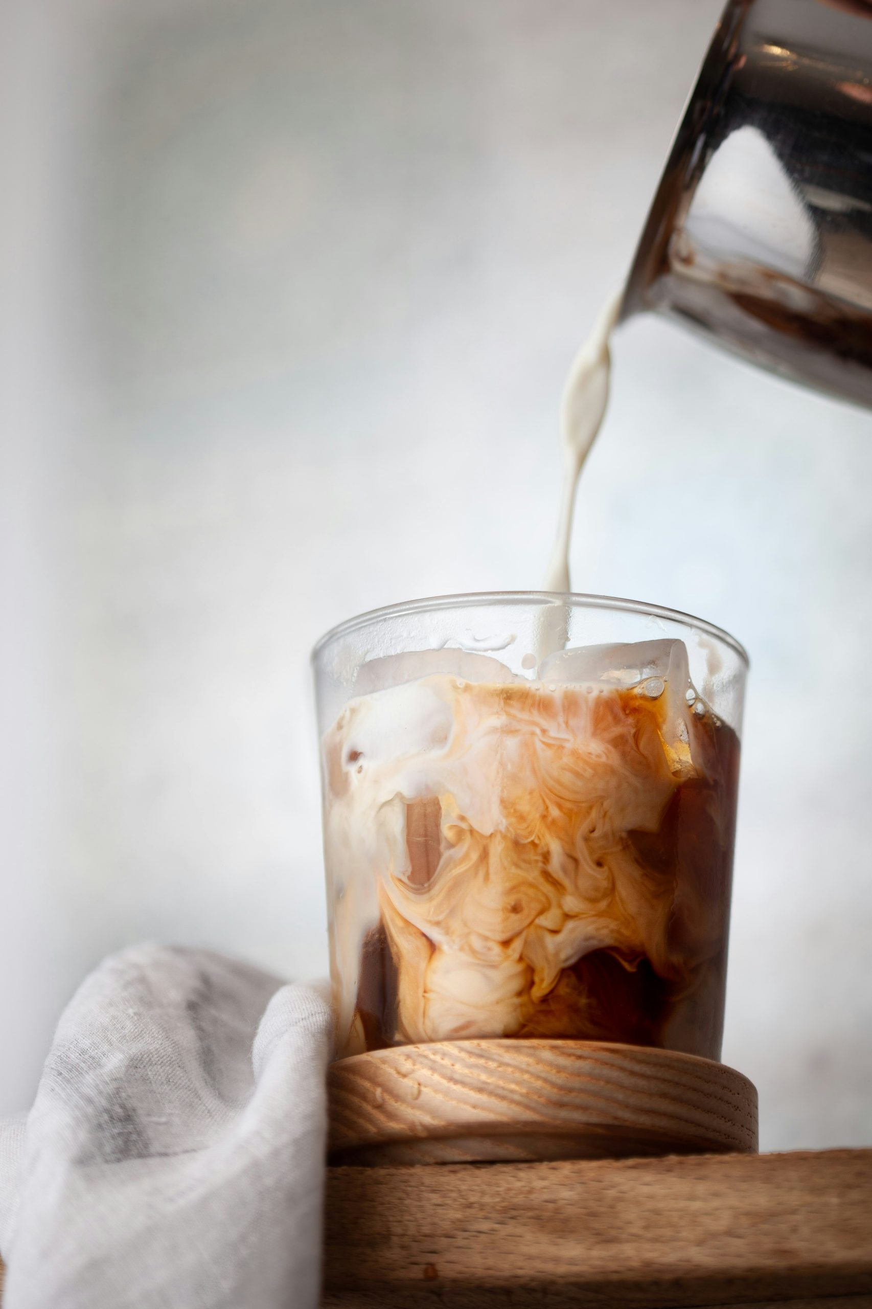 Ice coffee cold brew coffee with milk