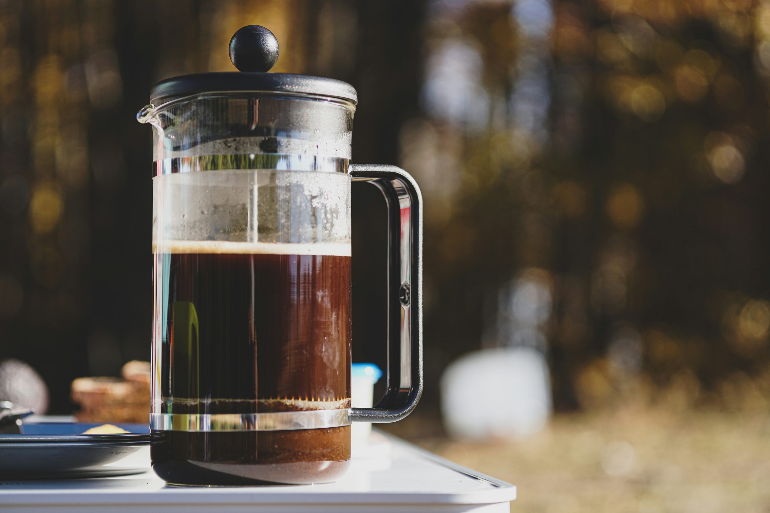 French Press sitting outside