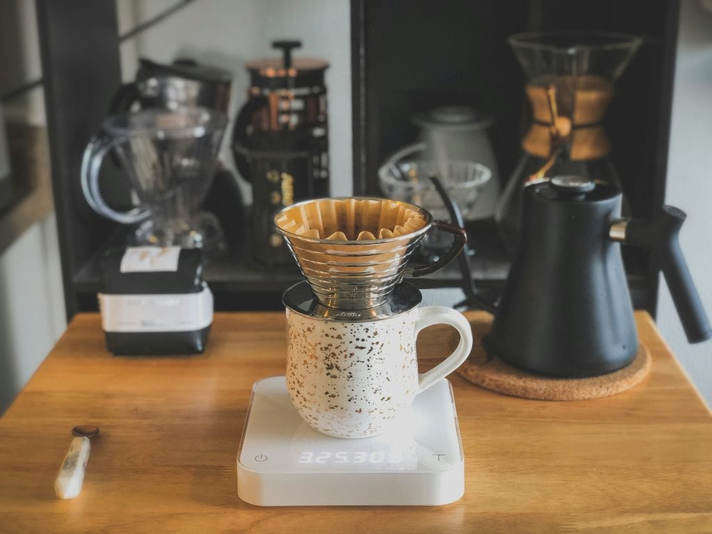 Pour over coffee brewing