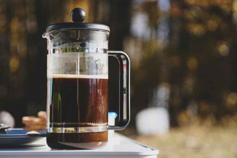 French Press sitting outside